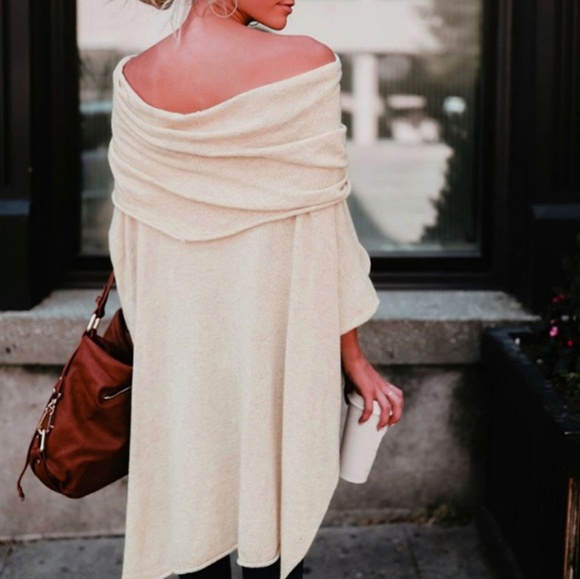 🦋Asymmetric Sweater Women Poncho Pullover - Picture 3 of 4